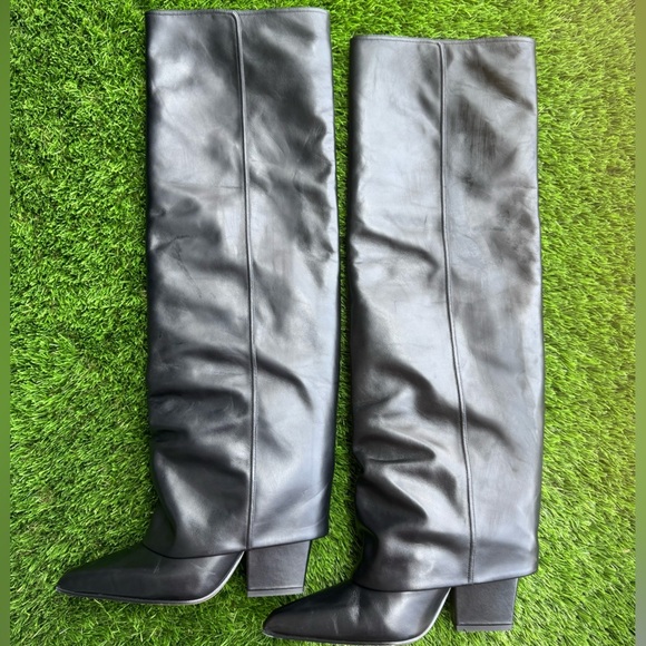 Paris Texas Jane Folded Leather Over the Knee Boots 90mm - Black - Picture 5 of 15